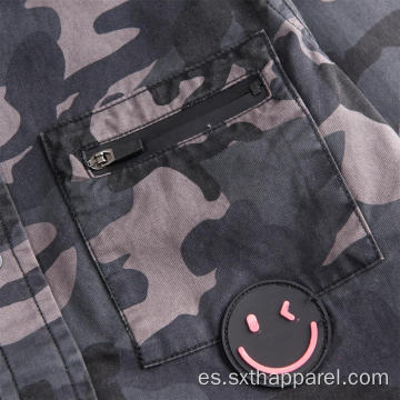 Chaqueta de hombre de camisa de manga larga de camuflaje de moda